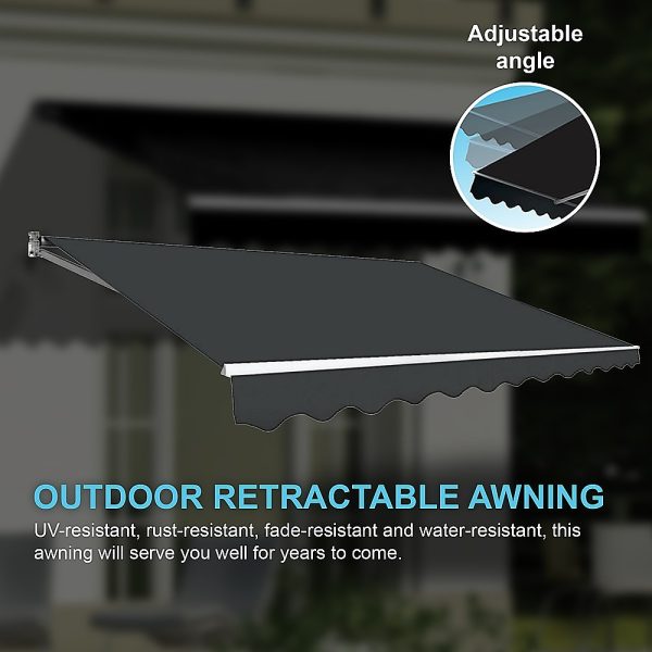 Motorised Outdoor Folding Arm Awning Retractable Sunshade Canopy Grey 3.0m x 2.5m