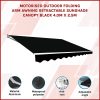 Motorised Outdoor Folding Arm Awning Retractable Sunshade Canopy Black 4.0m x 2.5m