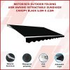 Motorised Outdoor Folding Arm Awning Retractable Sunshade Canopy Black 5.0m x 2.5m