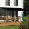 Motorised Outdoor Folding Arm Awning Retractable Sunshade Canopy Black 5.0m x 2.5m