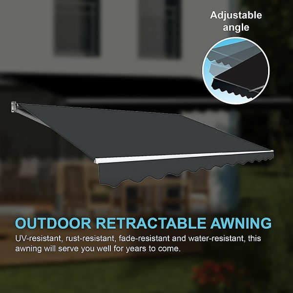 Motorised Outdoor Folding Arm Awning Retractable Sunshade Canopy Grey 5.0m x 3.0m