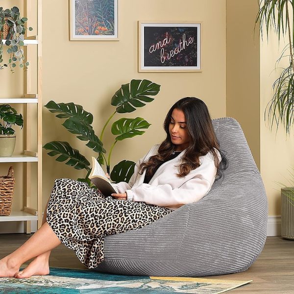 Jumbo Cord Beanbag Chair Cover Unfilled Large Bean Bag – Grey