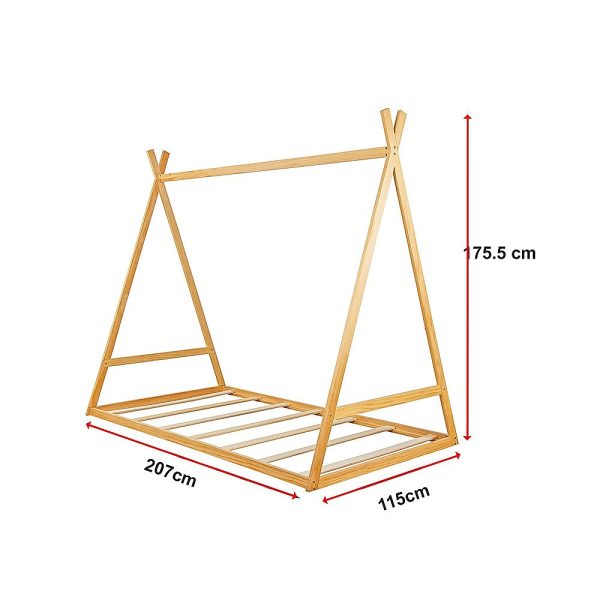 Kids Tent Montessori Toddler Floor Bed Wooden Bedframe