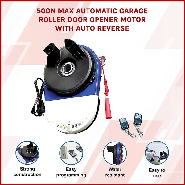 500N Max Automatic Garage Roller Door Opener Motor with Auto Reverse