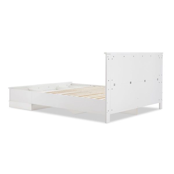 Ebor White Coastal Lifestyle Bedframe with Storage Drawers Queen