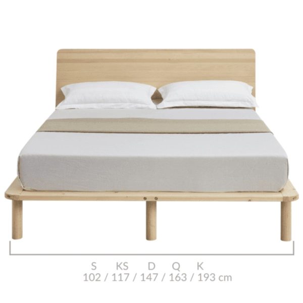 Bago Natural Solid Wood Bed Frame Bed Base with Headboard King Single