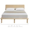 Natural Solid Wood Bed Frame Bed Base with Headboard Queen