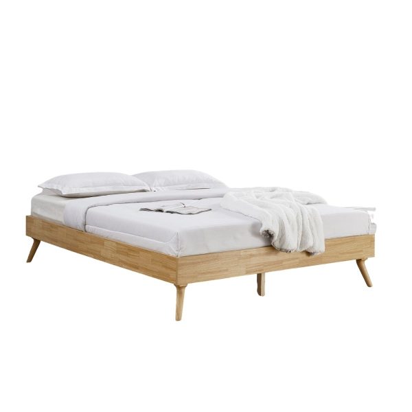 Natural Oak Ensemble Bed Frame Wooden Slat Double