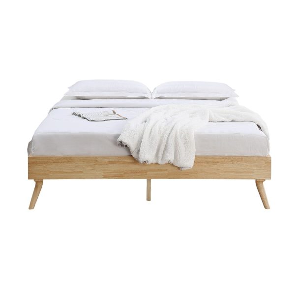 Natural Oak Ensemble Bed Frame Wooden Slat – QUEEN