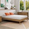 Natural Oak Ensemble Bed Frame Wooden Slat – KING