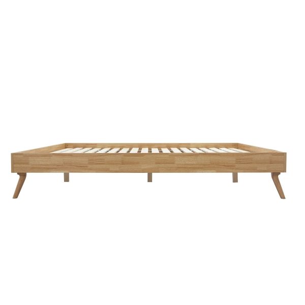 Natural Oak Ensemble Bed Frame Wooden Slat – KING