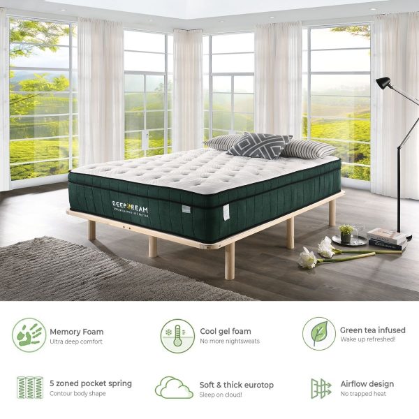 Belper Green Tea Cool Gel Memory Foam Mattress 36cm 5 Zone King Single