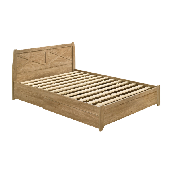 Cobar Natural Wooden Bed Frame with Storage Drawers King