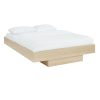 Estella Natural Oak Wood Floating Bed Base Double