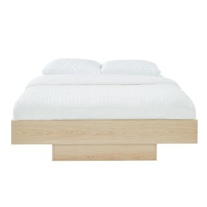 Estella Natural Oak Wood Floating Bed Base Double