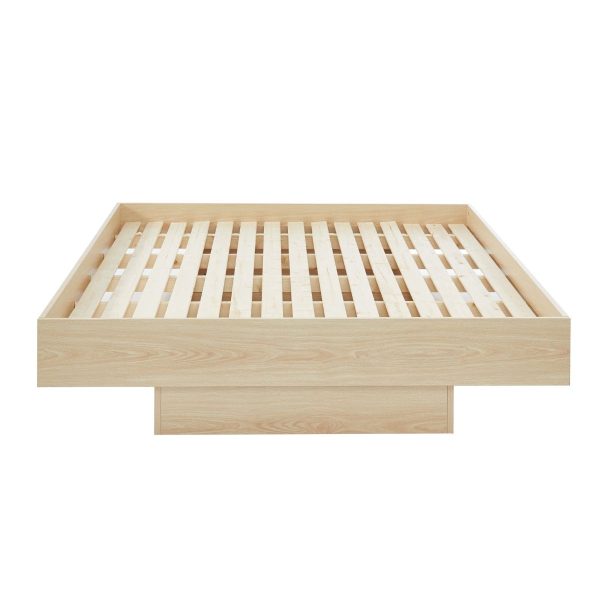 Estella Natural Oak Wood Floating Bed Base Double