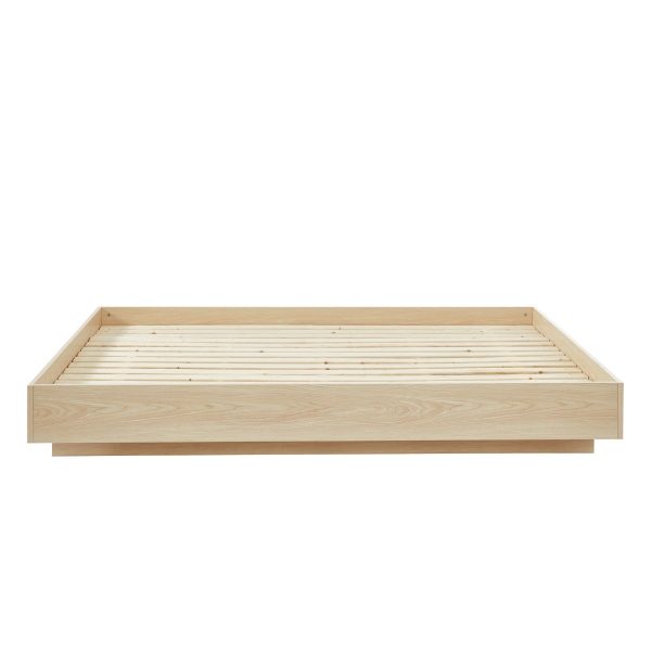 Estella Natural Oak Wood Floating Bed Base Double