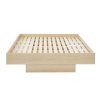 Natural Oak Wood Floating Bed Base Queen