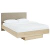 Natural Oak Wood Floating Bed Frame Queen