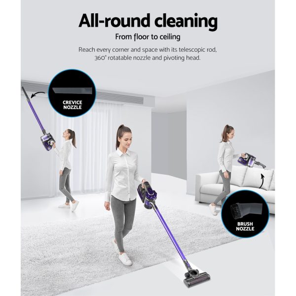 Devanti Stick Vacuum Cleaner Cordless HEPA Filter Purple