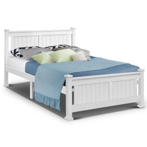 Petina Wooden Bed Frame – White – DOUBLE