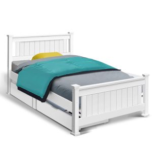 Cassilis Wooden Bed Frame Timber Single Size RIO Kids Adults Storage Drawers Base