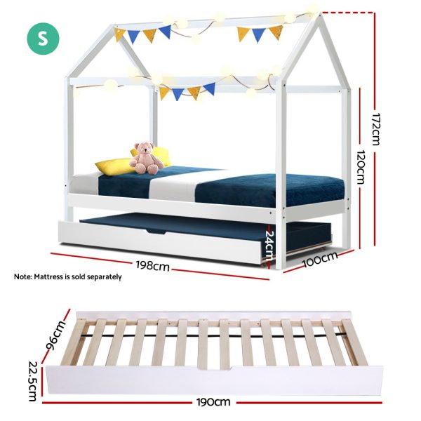 Finley Wooden Bed Frame Single Size Mattress Base Pine Timber Platform White HOLY