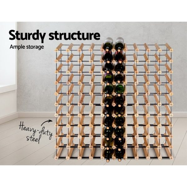 Timber Wine Rack Wooden Storage Wall Racks Holders Cellar Black – 110 Bottle Storage