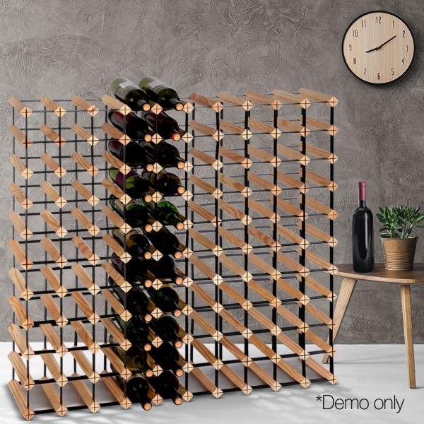 Timber Wine Rack Wooden Storage Wall Racks Holders Cellar Black – 110 Bottle Storage