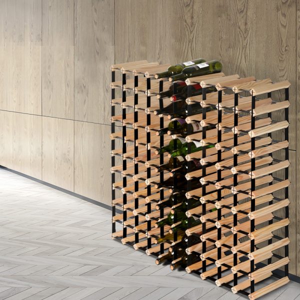 Timber Wine Rack Wooden Storage Wall Racks Holders Cellar Black – 110 Bottle Storage