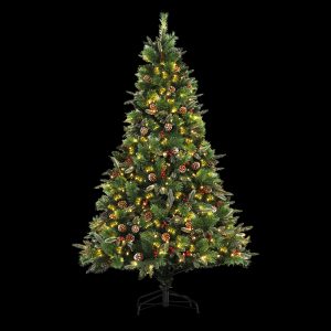 2.1M Christmas Tree with Pine Cones Red Berries Prelit LED Warm Lights