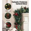 Christmas Garland with Wreath Set LED Lights Xmas Tree Decor