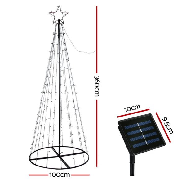 Solar Christmas Tree 3.6M LED Xmas Tree 8 Light Modes Warm White