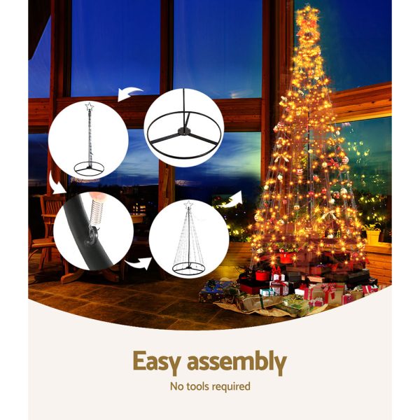 Solar Christmas Tree 3.6M LED Xmas Tree 8 Light Modes Warm White