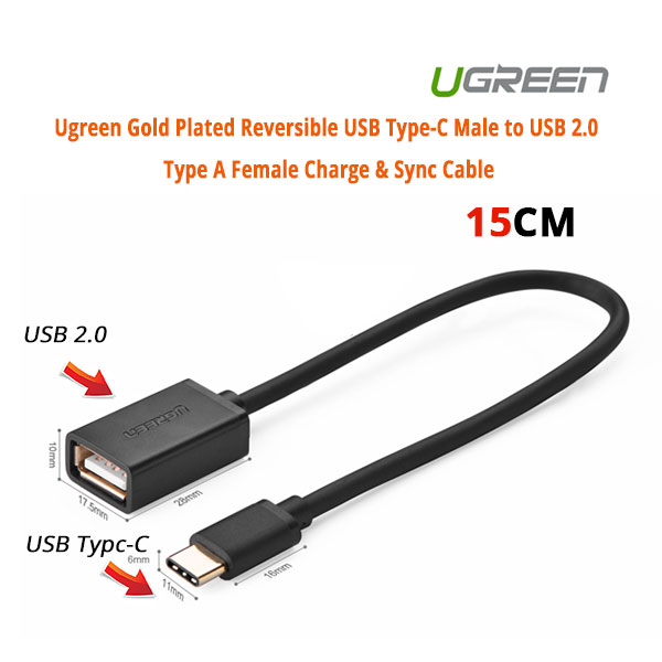 UGREEN USB Type-C Male to USB 2.0 Type A Female Charge & Sync Cable (30175)