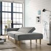 Steamboat 3 Seater Fabric Sofa Bed with Ottoman – Light Grey