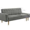 Steamboat 3 Seater Fabric Sofa Bed with Ottoman – Light Grey