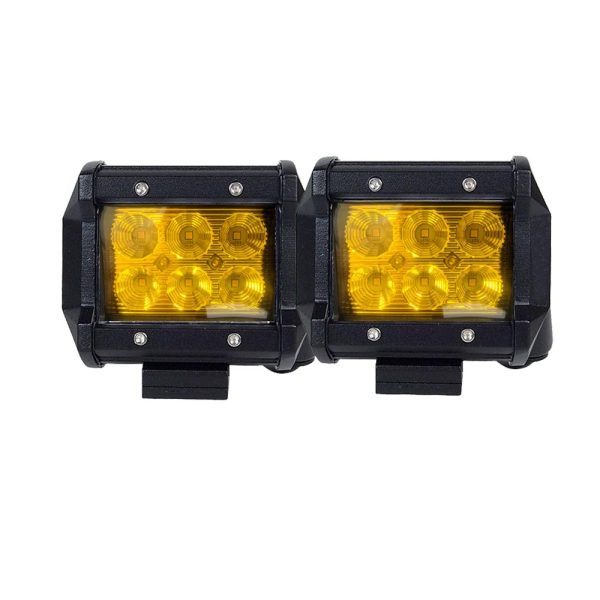 2x 4inch Flood LED Light Bar Offroad Boat Work Driving Fog Lamp Truck Yellow