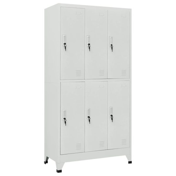 Locker Cabinet with Compartments Steel – Grey, With 6 Lockers