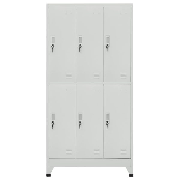 Locker Cabinet with Compartments Steel – Grey, With 6 Lockers