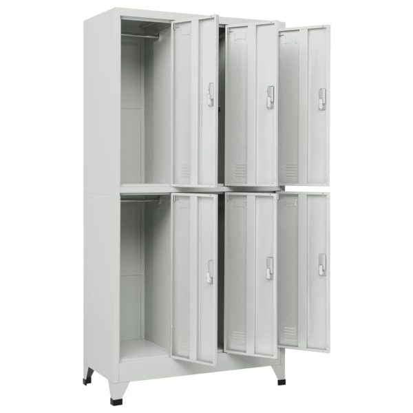 Locker Cabinet with Compartments Steel – Grey, With 6 Lockers