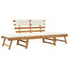 Garden Bench with Cushions 2-in-1 190 cm Solid Acacia Wood – Brown and White