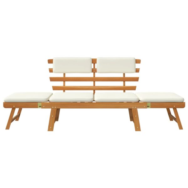 Garden Bench with Cushions 2-in-1 190 cm Solid Acacia Wood – Brown and White