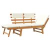 Garden Bench with Cushions 2-in-1 190 cm Solid Acacia Wood – Brown and White