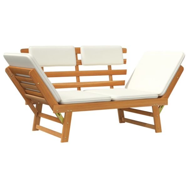 Garden Bench with Cushions 2-in-1 190 cm Solid Acacia Wood – Brown and White