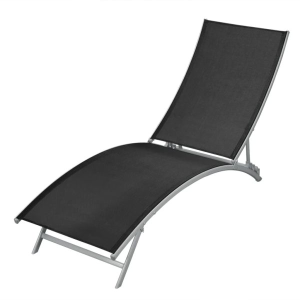 Sun Lounger Steel and Textilene Black