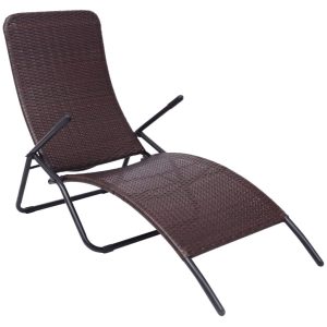 Folding Sun Lounger Poly Rattan