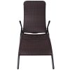 Folding Sun Lounger Poly Rattan – Brown