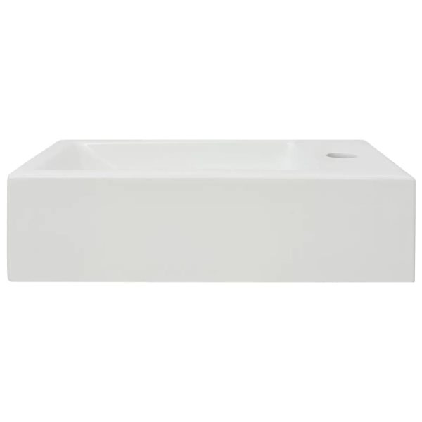 Basin with Faucet Hole Rectangular Ceramic White 46×25.5×12 cm