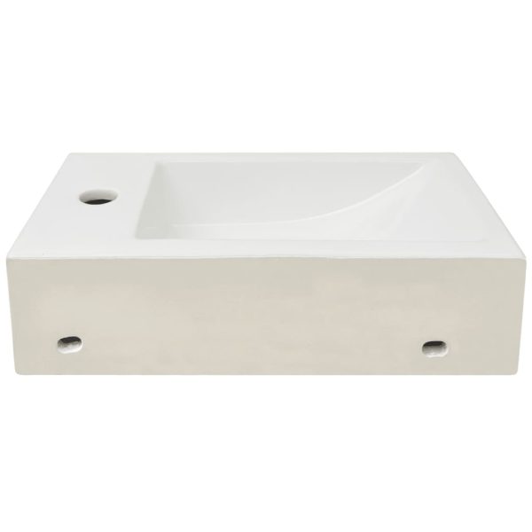 Basin with Faucet Hole Rectangular Ceramic White 46×25.5×12 cm